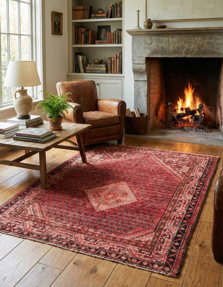 Detail image of 4' 3 x 5' 5  Hand Knotted Ultra Vintage Persian Wool Rug