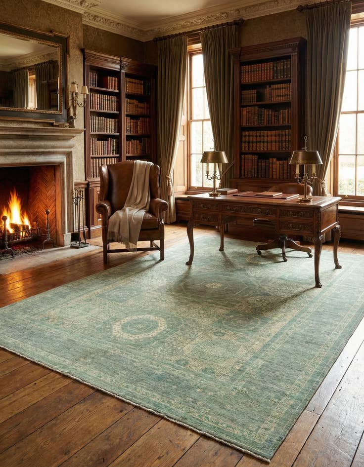 Detail image of 8' 10 x 12' Hand Knotted Mamluk Ziegler Rug