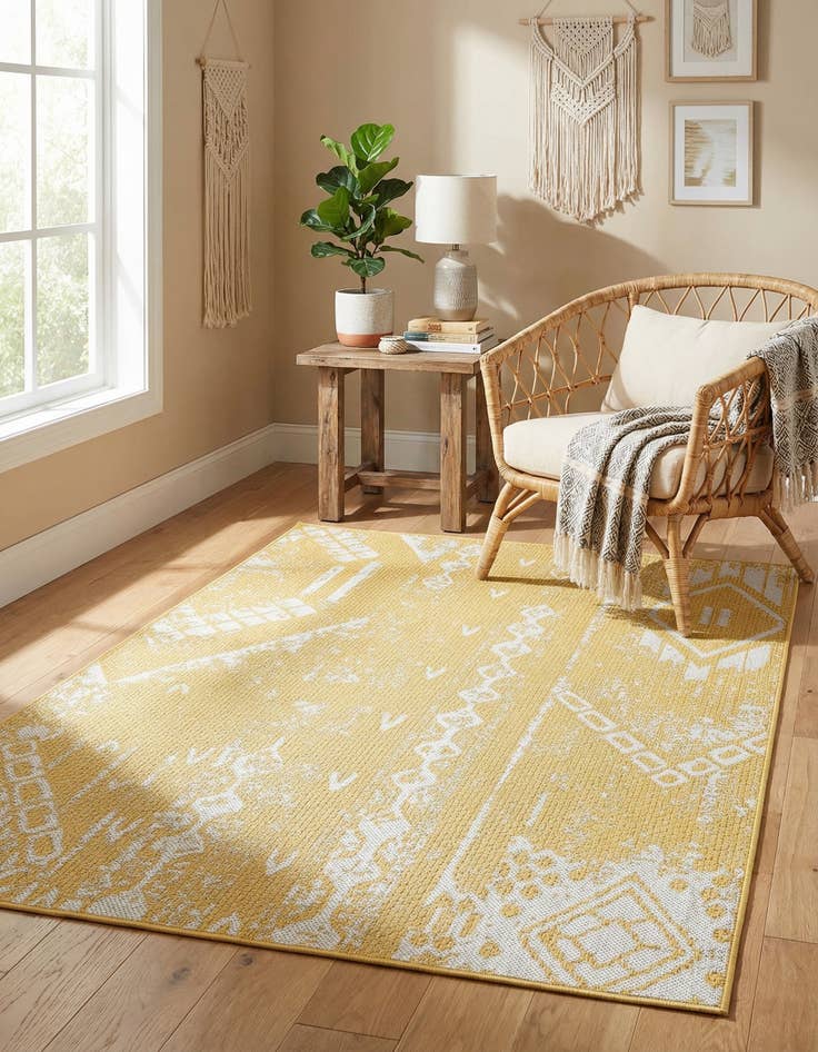 Detail image of  4' x 6'  Washable Bohemian Indoor / Outdoor Rug