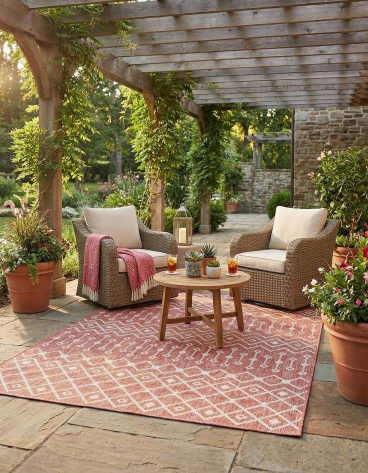 Detail image of 6' x 9' Easy-Clean Lattice Indoor / Outdoor Rug