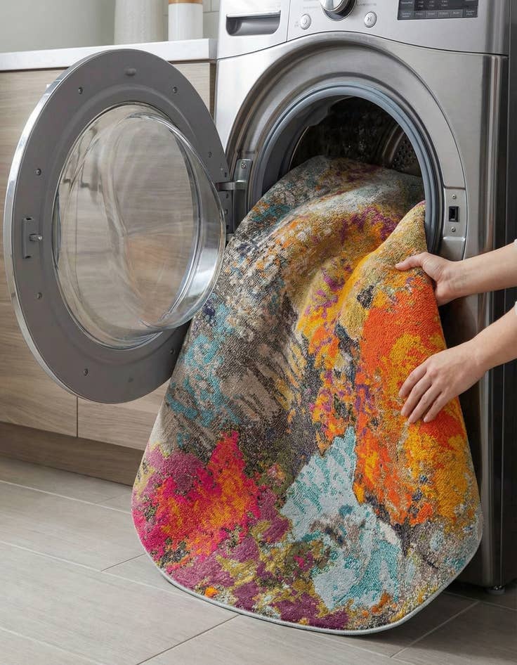 Detail image of  7' x 7'  Washable Vivid Round Rug