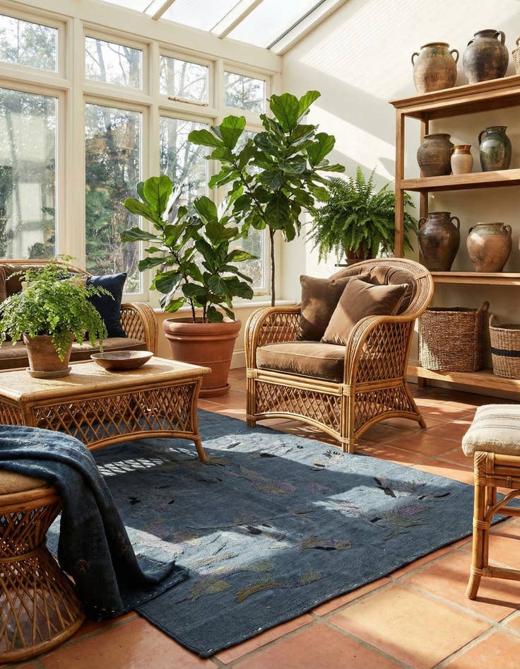 Detail image of 4' 1 x 5' 8  Hand Woven Kilim Suzani Wool Rug