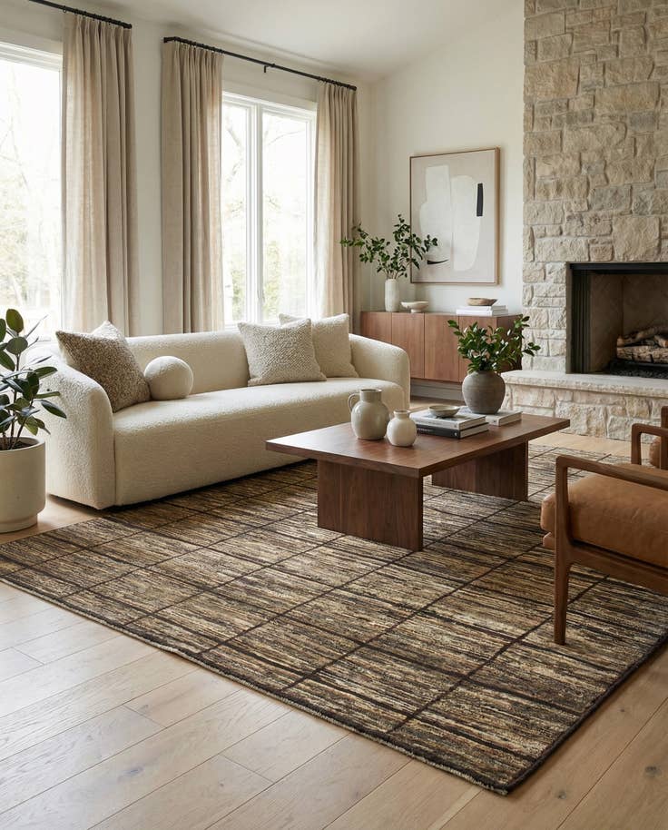 Detail image of 4' 8 x 6' 9 Hand Knotted Modern Ziegler Rug