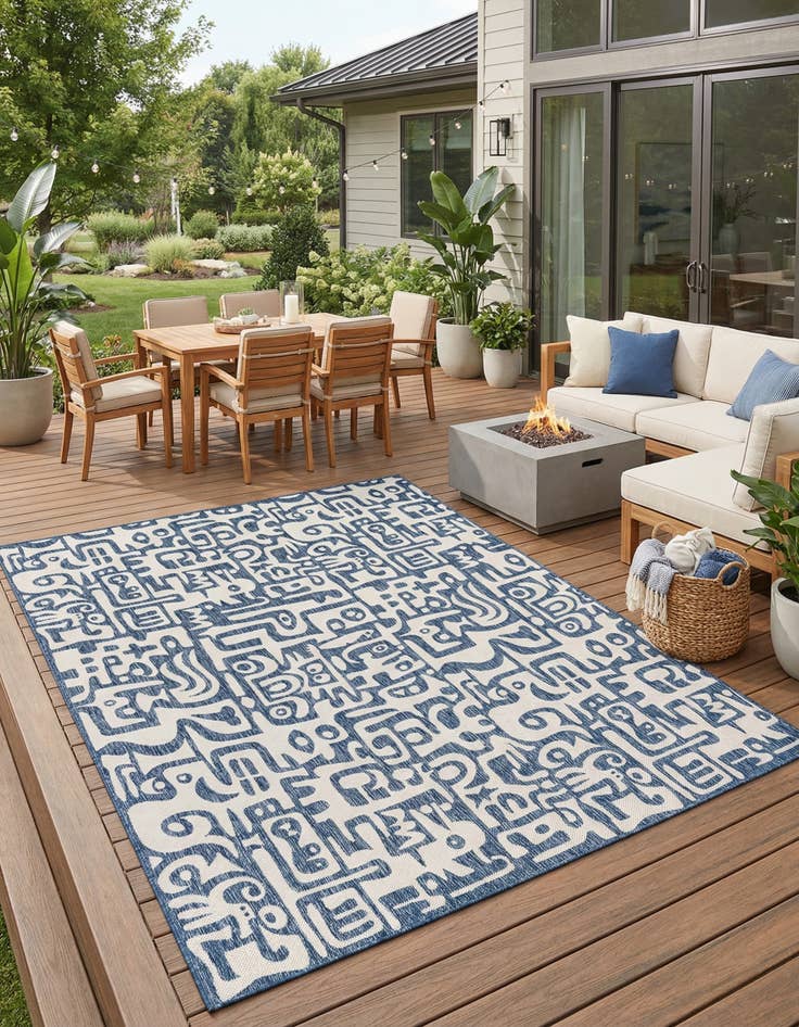 Detail image of 10' x 14'  Washable Modern Indoor / Outdoor Rug