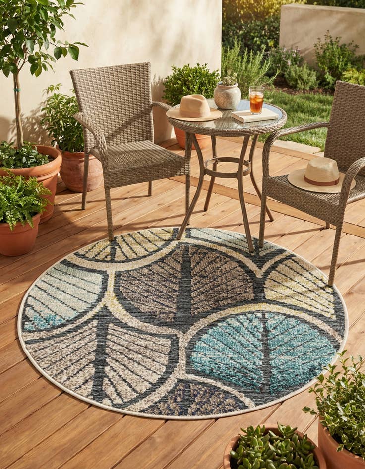 Detail image of 3' x 3'  Washable Casablanca Indoor / Outdoor Round Rug