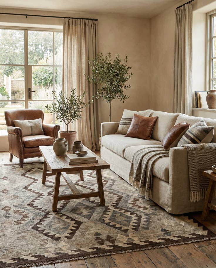 Detail image of 5' 1 x 6' 8 Hand Woven Kilim Maymana Wool Rug