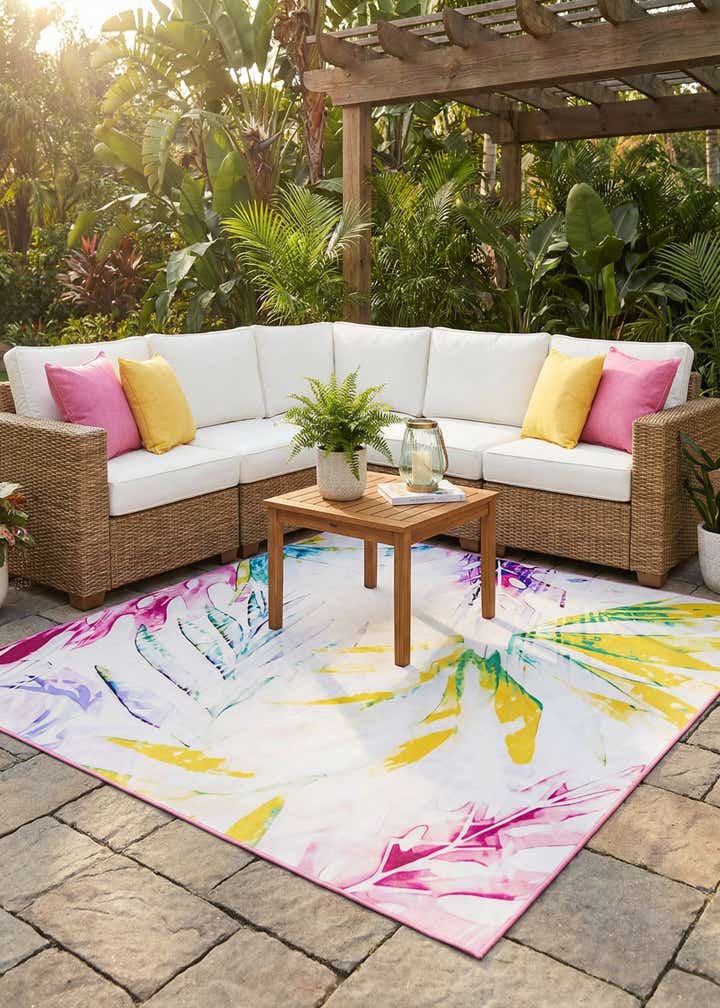 7' 10 x 7' 10 Easy-Clean Jill Zarin Caribbean Indoor / Outdoor Square Rug