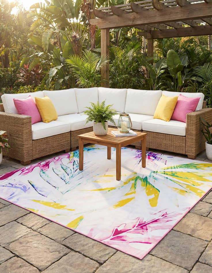 Detail image of 7' 10 x 7' 10 Easy-Clean Jill Zarin Caribbean Indoor / Outdoor Square Rug