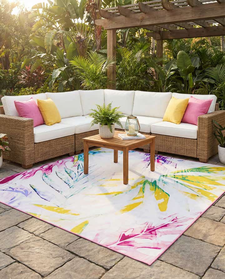 7' 10 x 7' 10 Easy-Clean Jill Zarin Caribbean Indoor / Outdoor Square Rug