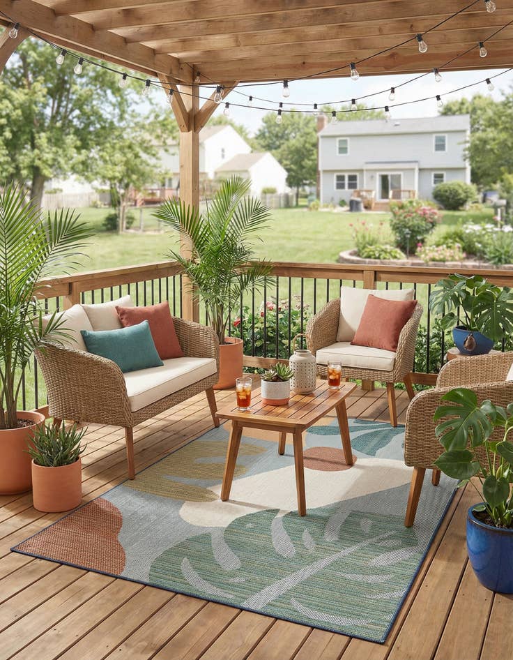 Detail image of 6' 1 x 9'  Washable Baja Indoor / Outdoor Rug