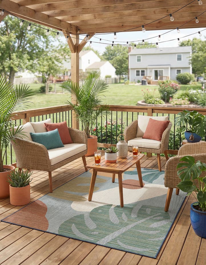 6' 1 x 9' Easy-Clean Baja Indoor / Outdoor Rug