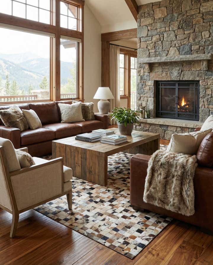 5' x 7' 10 Cowhide Leather Rug