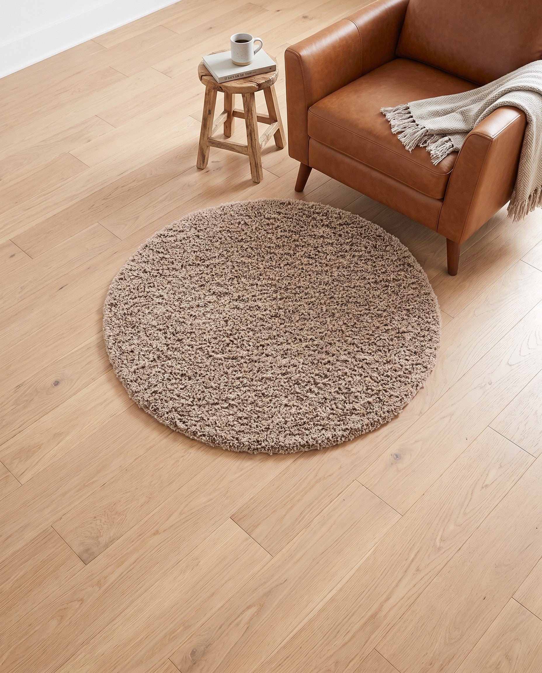 4' x 4' Solid Shag Round Rug