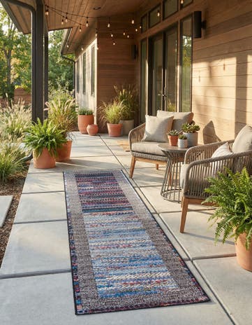 2' 7 x 12' Easy-Clean Modern Indoor / Outdoor Runner Rug