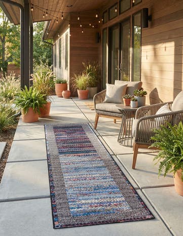 2' 7 x 12' Easy-Clean Modern Indoor / Outdoor Runner Rug