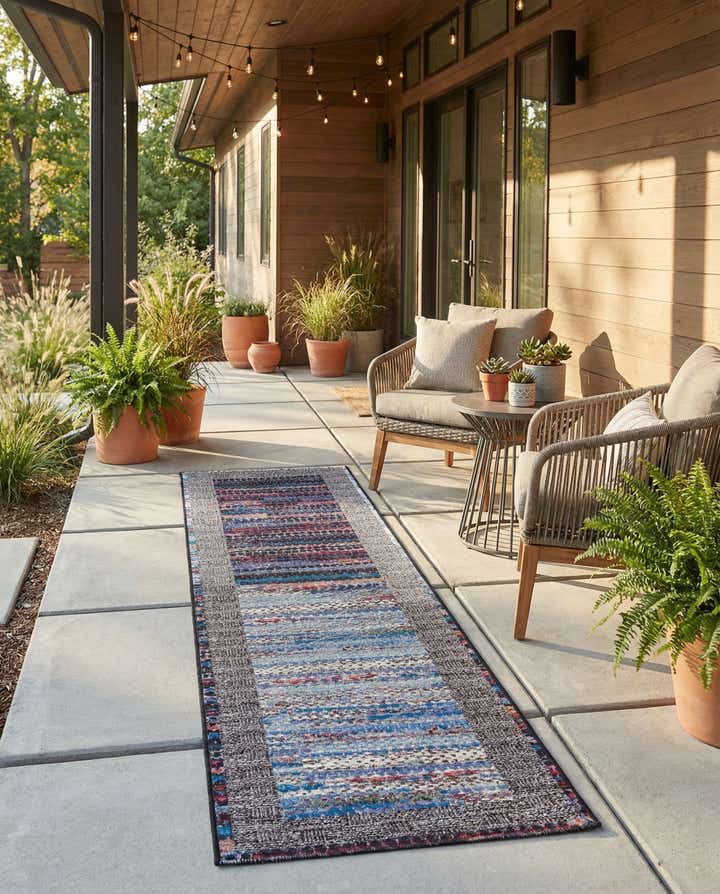 2' 7 x 12' Easy-Clean Modern Indoor / Outdoor Runner Rug