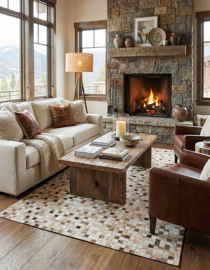 Detail image of  5' x 8' Cowhide Leather Rug