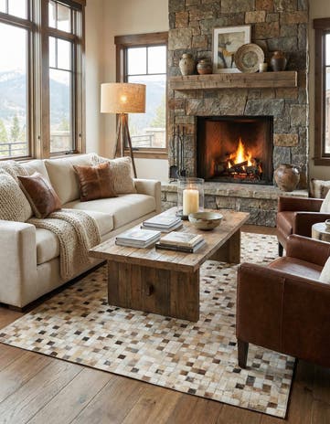 5' x 8' Cowhide Leather Rug