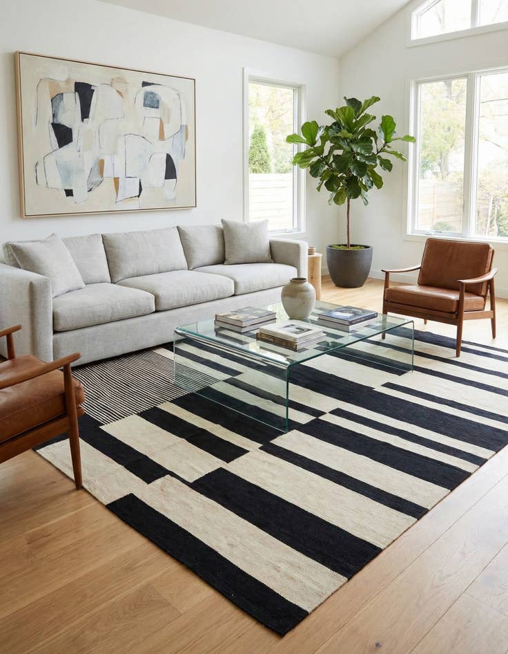 Detail image of 8' 5 x 9' 10  Hand Woven Kilim Modern Wool Rug