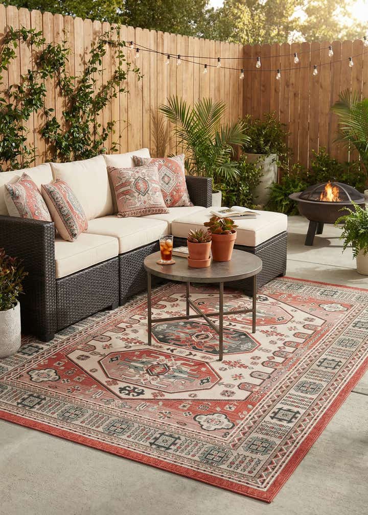 7' 10 x 10' Easy-Clean Traditional Indoor / Outdoor Rug