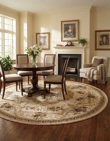 Cream Chateau Round Rug