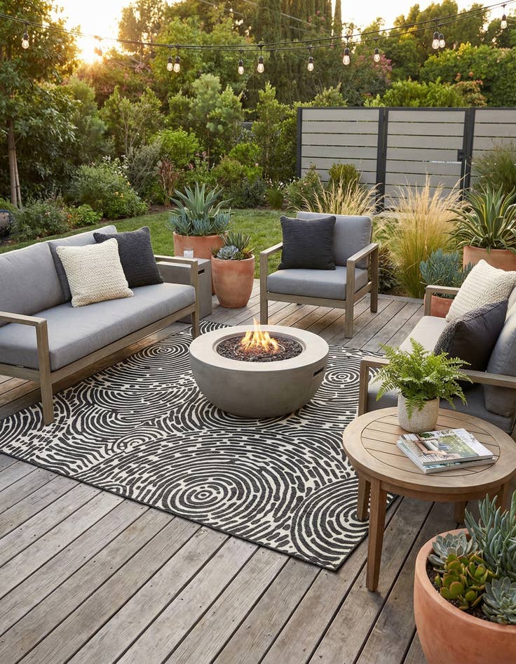 Detail image of 10' x 10'  Washable Modern Indoor / Outdoor Square Rug