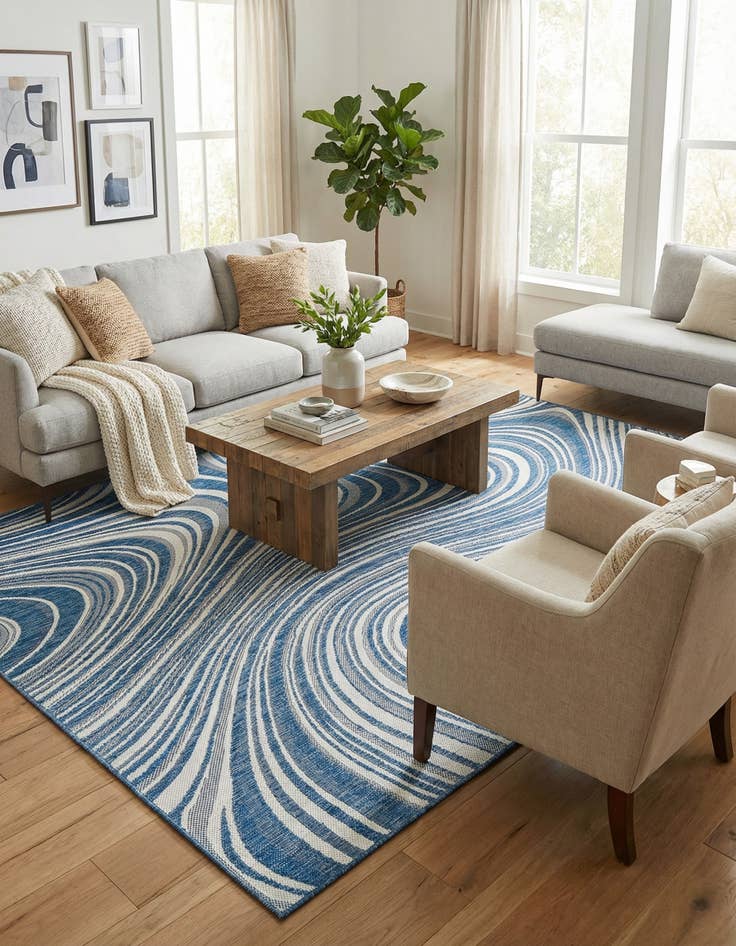 Detail image of 7' 10 x 11' Easy-Clean Modern Indoor / Outdoor Rug
