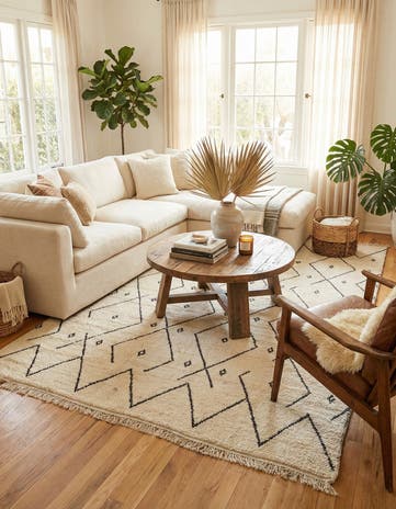 6' x 9' 3 Hand Knotted Moroccan Wool Rug