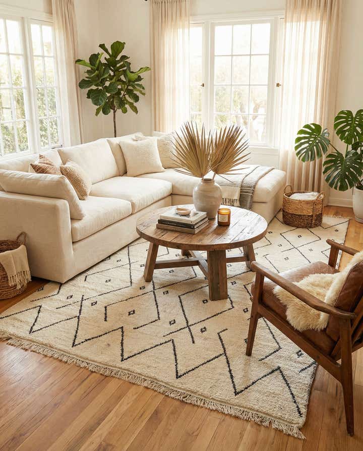 6' x 9' 3 Hand Knotted Moroccan Wool Rug