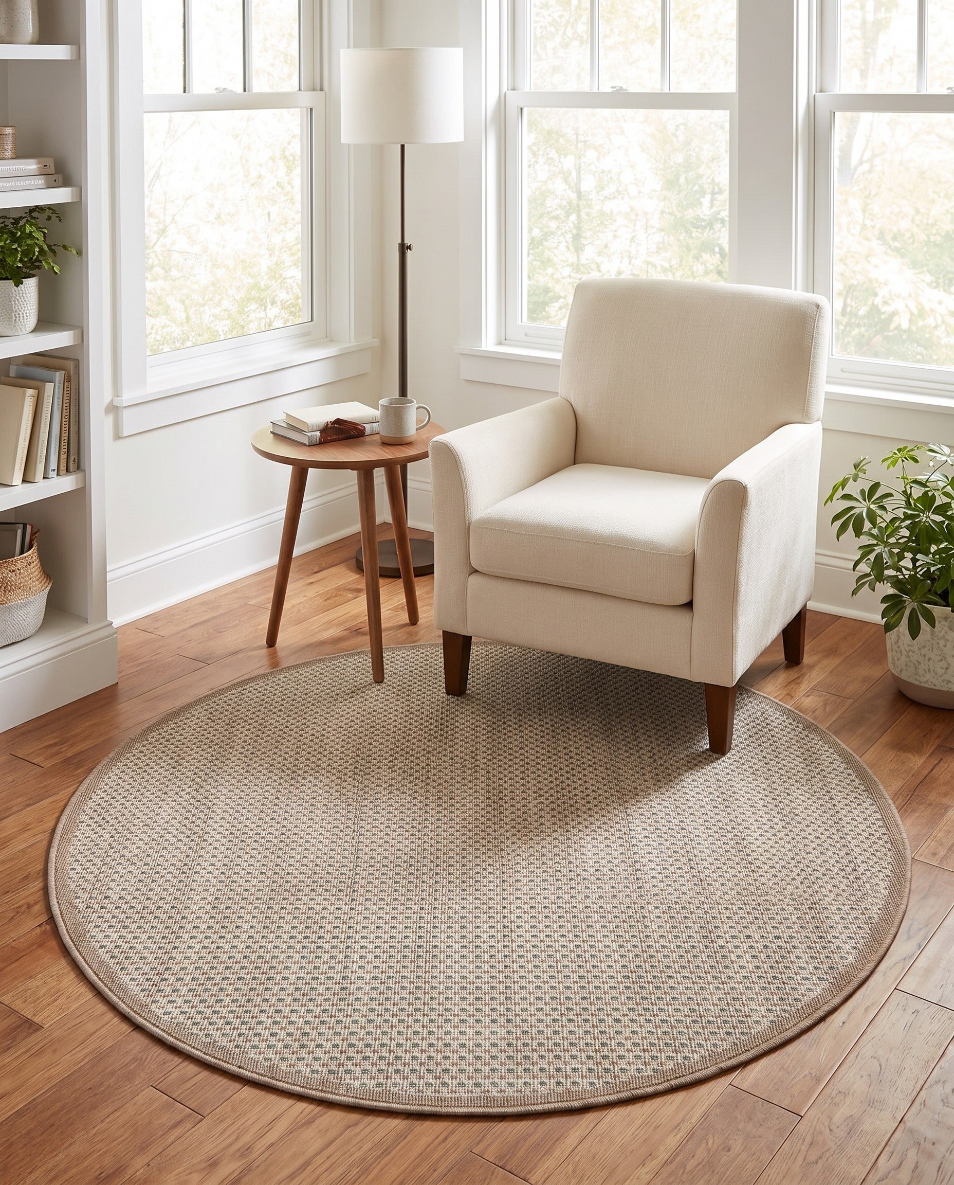 5' x 5' Easy-Clean Border Indoor / Outdoor Round Rug