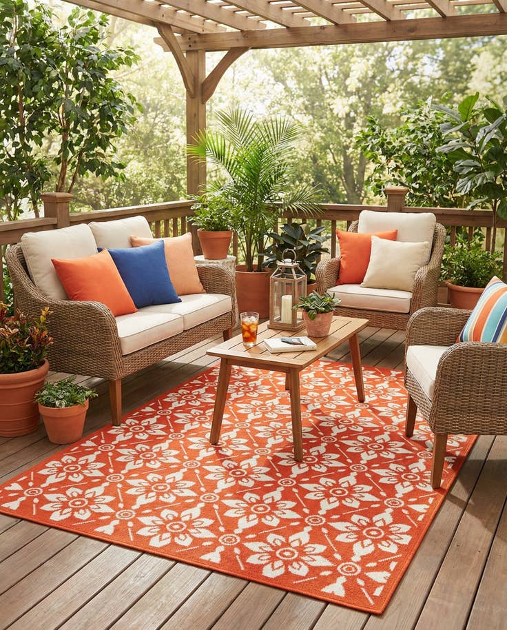 Detail image of 4' x 6' Easy-Clean Trellis Indoor / Outdoor Rug