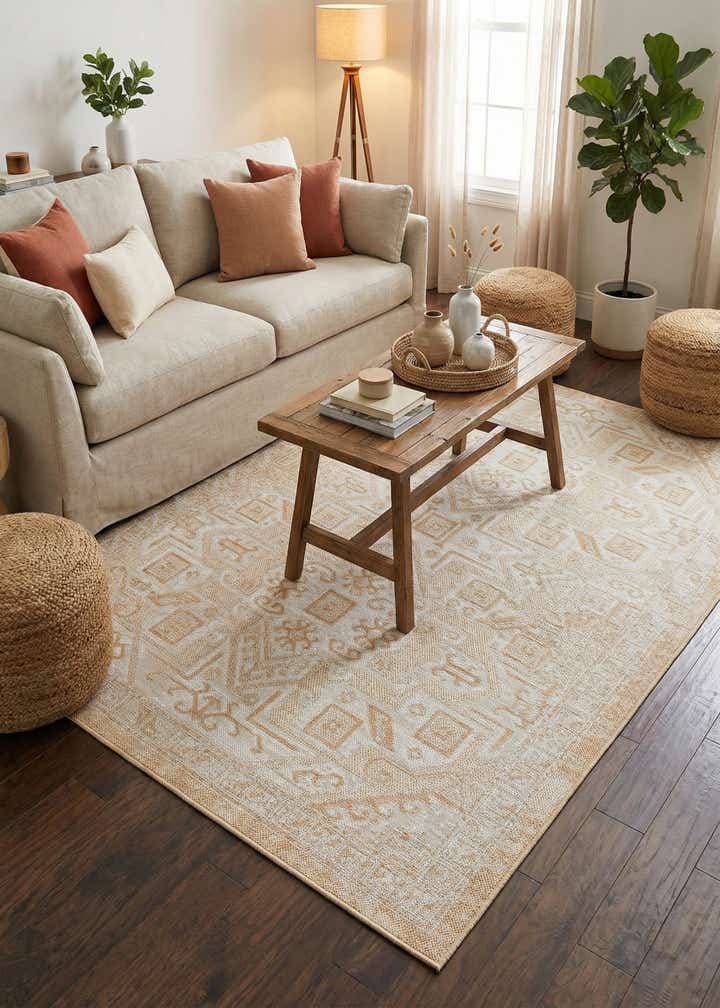 5' 3 x 8' Easy-Clean Aztec Indoor / Outdoor Rug