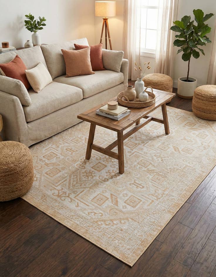 Detail image of  5' 3 x 8'  Washable Aztec Indoor / Outdoor Rug