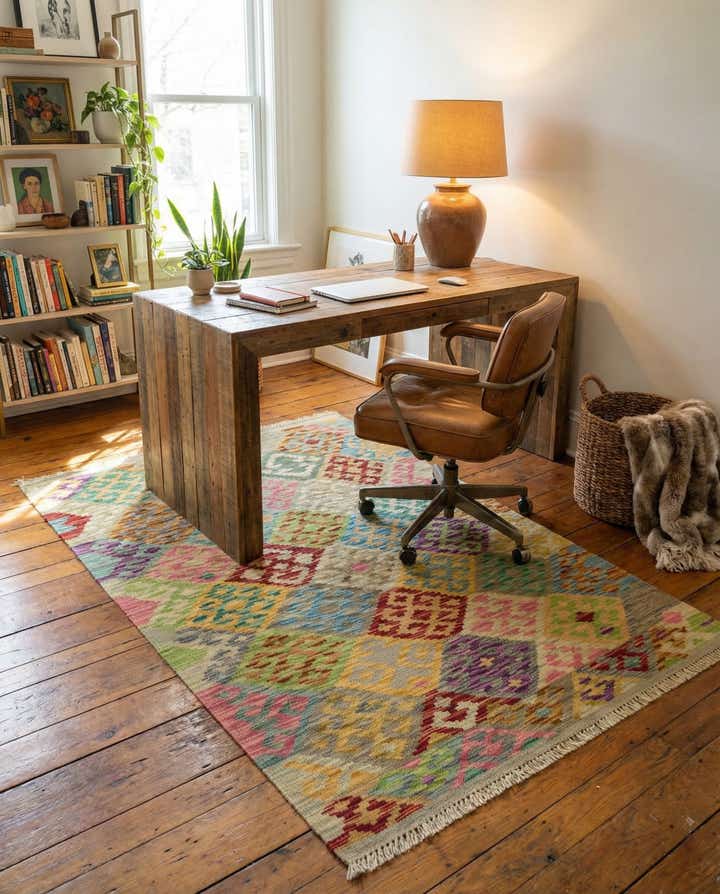 3' 6 x 5' 1 Hand Woven Kilim Maymana Wool Rug