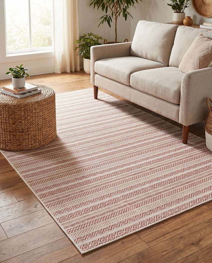 5' 3 x 8' Easy-Clean Striped Indoor / Outdoor Rug