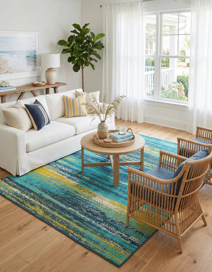 Detail image of 6' x 9'  Washable Coastal Indoor / Outdoor Rug