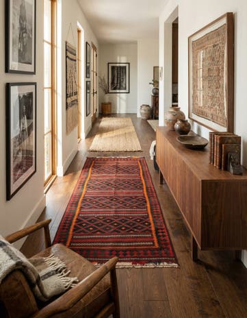4' 3 x 9' 3 Hand Woven Kilim Fars Wool Runner Rug