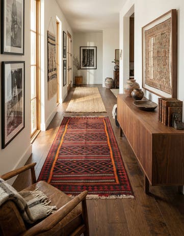 4' 3 x 9' 3 Hand Woven Kilim Fars Wool Runner Rug
