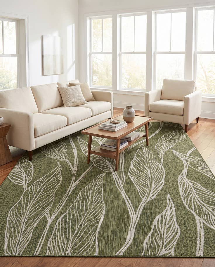 Detail image of 9' x 12' Easy-Clean Botanical Indoor / Outdoor Rug
