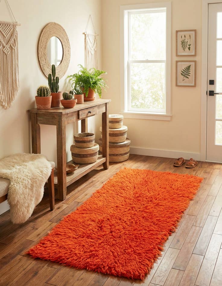 Detail image of 2' 2 x 4' 5  Hand Knotted Moroccan Wool Runner Rug