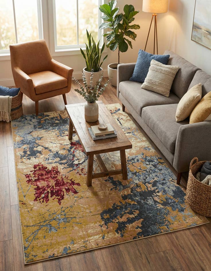 Detail image of 5' 3 x 7'  Washable Modern Indoor / Outdoor Rug