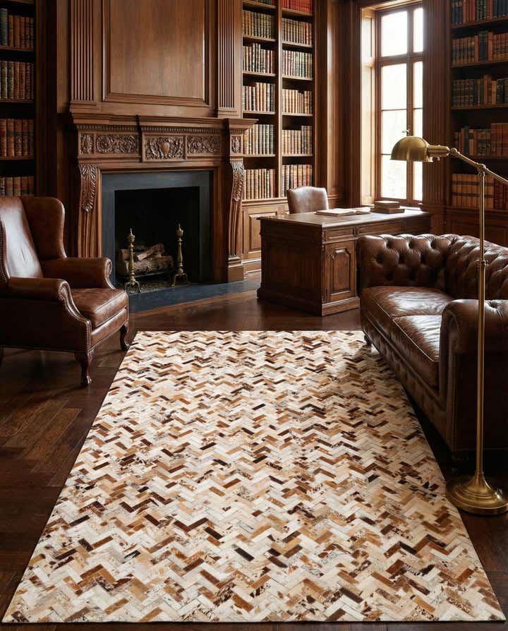 5' x 8' 1 Cowhide Leather Rug