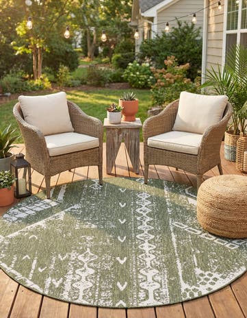 6' x 6' Easy-Clean Bohemian Indoor / Outdoor Round Rug