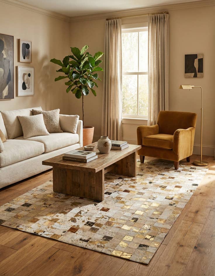 Detail image of 5' x 8' Cowhide Leather Rug