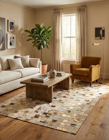 5' x 8' Cowhide Leather Rug