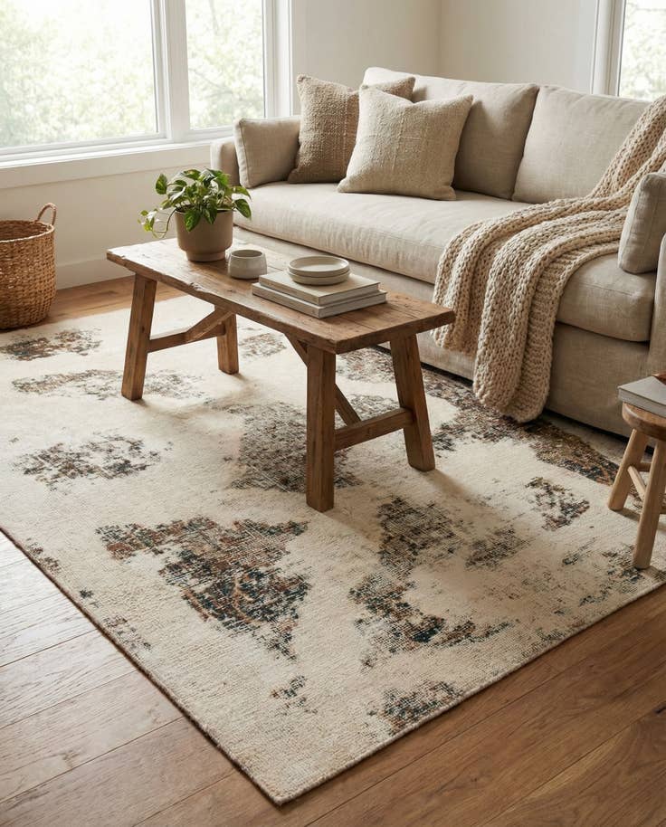 Detail image of 4' x 5' 10 Hand Knotted Ultra Vintage Persian Wool Rug
