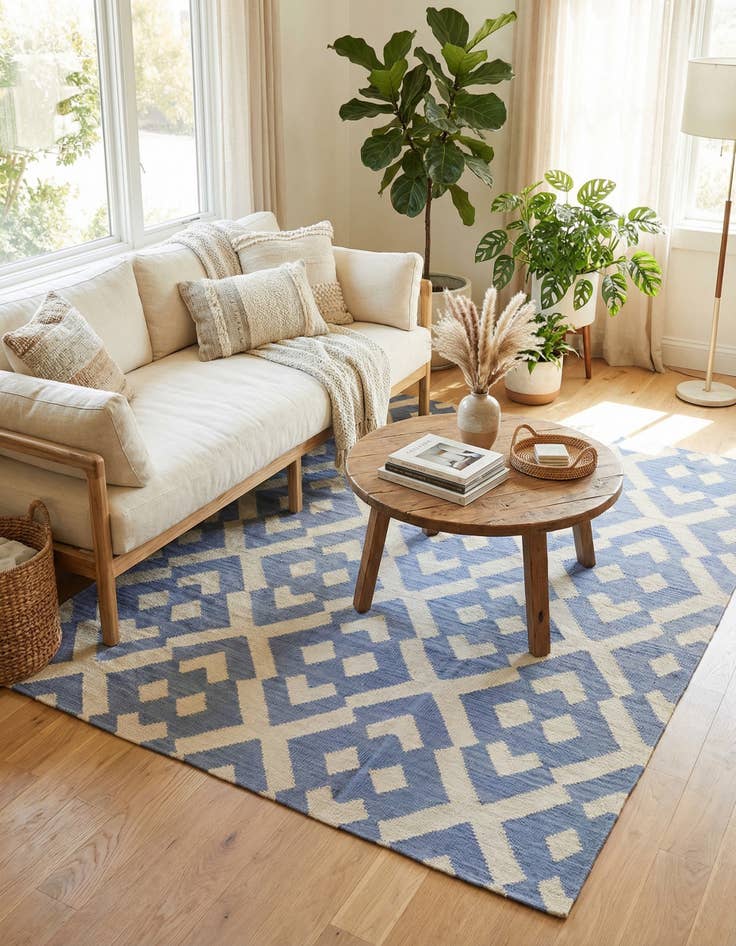 Detail image of 4' 1 x 5' 8  Hand Woven Kilim Modern Wool Rug