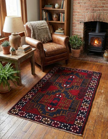 2' 11 x 4' 7 Hand Knotted Balouch Persian Wool Rug