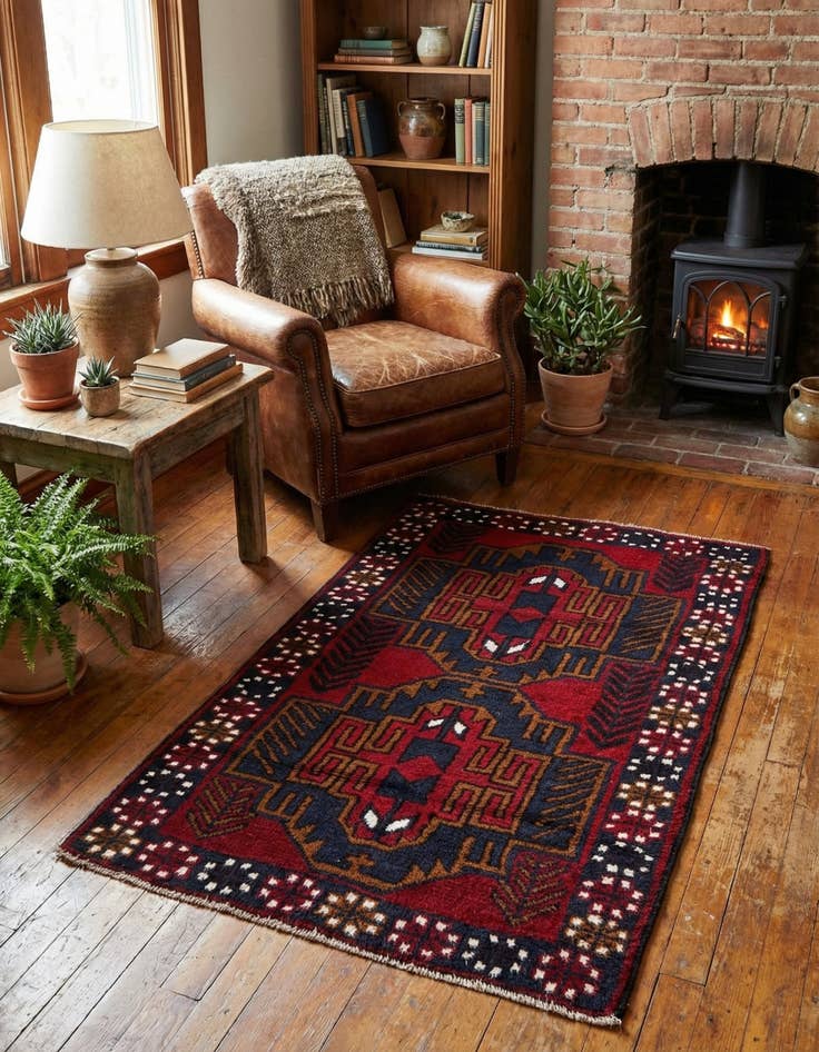 Detail image of 2' 11 x 4' 7  Hand Knotted Balouch Persian Wool Rug