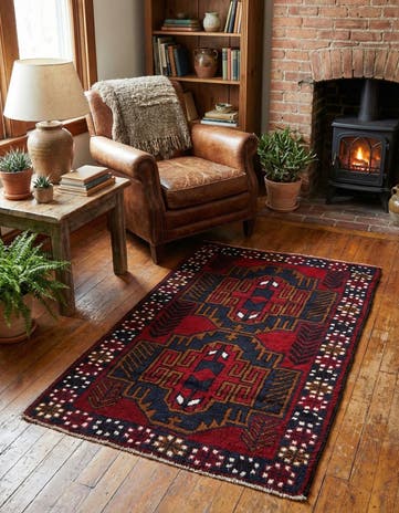 2' 11 x 4' 7 Hand Knotted Balouch Persian Wool Rug